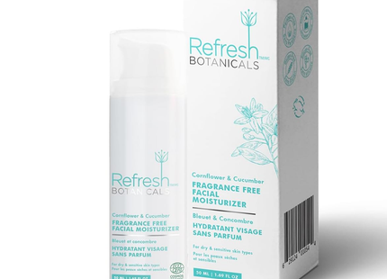 Refresh Botanicals - Fragrance Free Facial Moisturizer - Cornflower & Cucumber | 50 mL