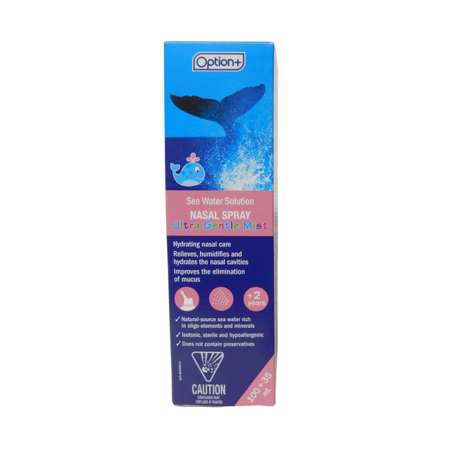 Option+ Solution d'eau de mer Spray nasal avec brume ultra douce | 135 ml