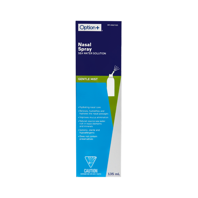 Option+ Solution d'eau de mer Spray nasal Brume douce | 135 ml