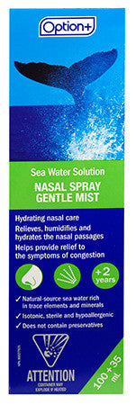Option+ Sea Water Solution Nasal Spray Gentle Mist | 135 ml