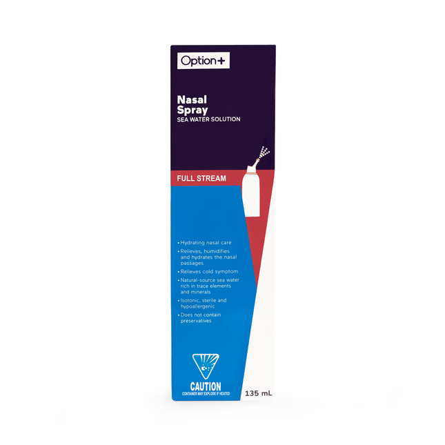 Option+ Solution d'eau de mer en vaporisateur nasal à jet complet | 135 ml