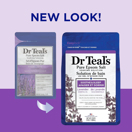 Dr Teal's - Soothe & Sleep Pure Epsom Salt Lavender Soaking Solution | 1.36 kg
