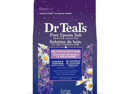 Dr Teal's - Solution de trempage pure au sel d'Epsom et à la lavande - Apaiser et dormir | 1,36 kg