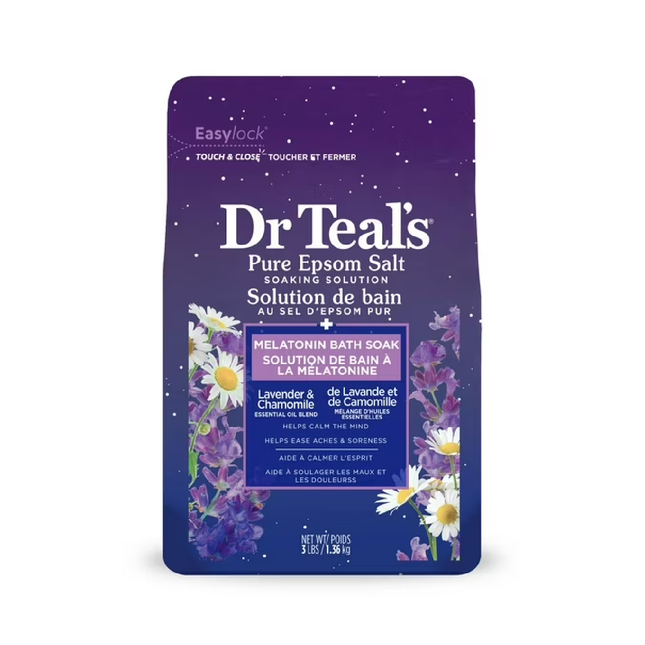 Dr Teal's - Solution de trempage pure au sel d'Epsom et à la lavande - Apaiser et dormir | 1,36 kg