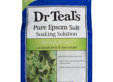 Dr. Teal's - Relax & Relief Pure Epsom Salt Soaking Solution with Eucalyptus & Spearmint | 1.36 kg