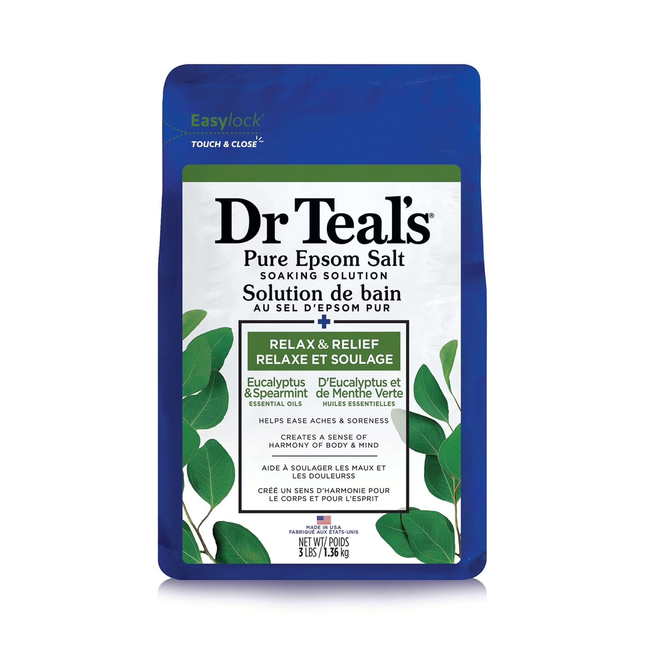 Dr Teal's - Relax & Relief Pure Epsom Salt Soaking Solution with Eucalyptus & Spearmint | 1.36 kg