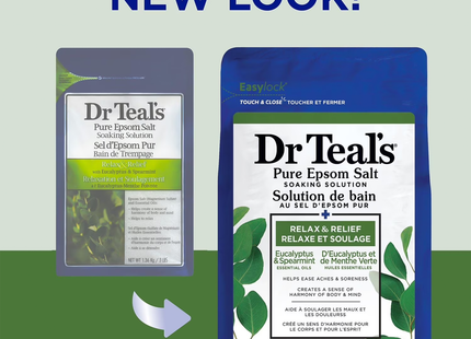 Dr. Teal's - Solution de trempage au sel d'Epsom pur Relax &amp; Relief avec eucalyptus et menthe verte | 1,36 kg