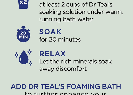Dr. Teal's - Solution de trempage au sel d'Epsom pur Relax &amp; Relief avec eucalyptus et menthe verte | 1,36 kg