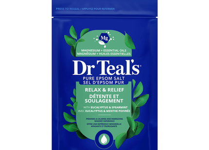 Dr Teal's - Relax & Relief Pure Epsom Salt Soaking Solution with Eucalyptus & Spearmint | 1.36 kg