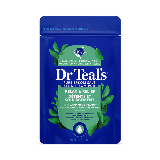 Dr Teal's - Relax & Relief Pure Epsom Salt Soaking Solution with Eucalyptus & Spearmint | 1.36 kg