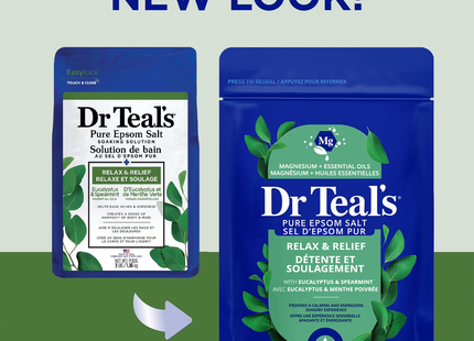 Dr Teal's - Relax & Relief Pure Epsom Salt Soaking Solution with Eucalyptus & Spearmint | 1.36 kg