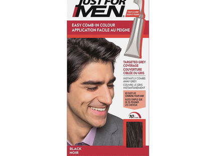 Just For Men - Coloration capillaire facile à appliquer au peigne pour une couverture ciblée des cheveux gris | A-55 Noir