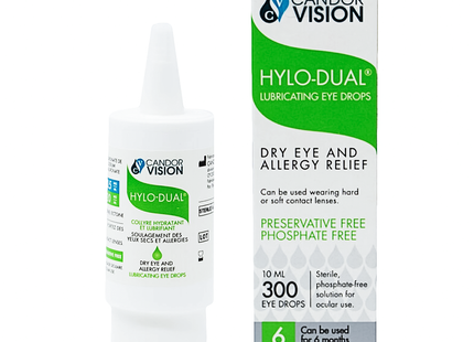 CandorVision - Hylo-Dual Lubricating Eye Drops - Dry Eye and Allergy Relief | 10 mL