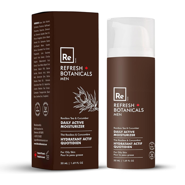 Refresh Botanicals - Hydratant actif quotidien pour hommes - Thé Rooibos et concombre | 50 ml