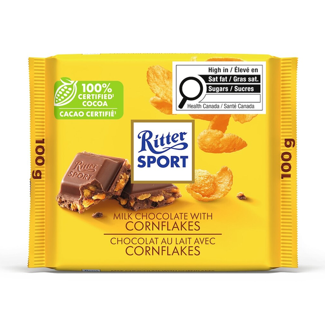 Ritter Sport - Barre de chocolat au lait avec flocons de maïs | 100 g