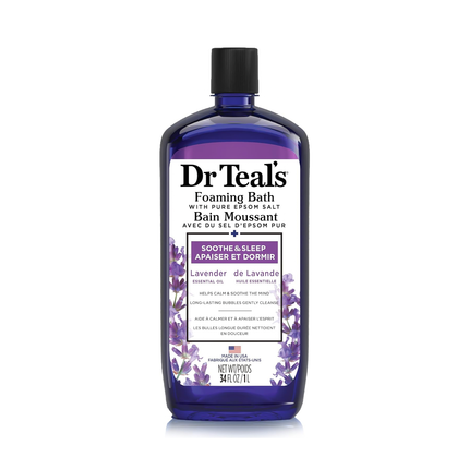 Dr Teal's - Bain moussant apaiser et dormir avec de la lavande et du sel d'Epsom pur | 1 litre