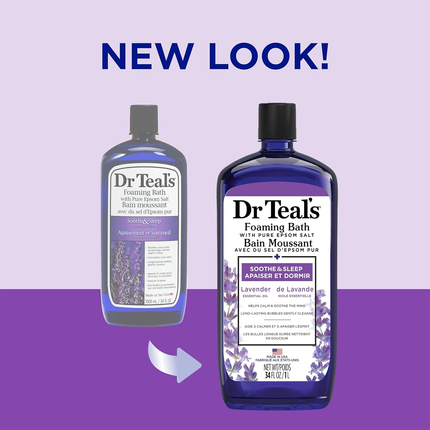 Dr Teal's - Bain moussant apaiser et dormir avec de la lavande et du sel d'Epsom pur | 1 litre