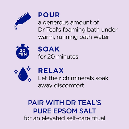 Dr Teal's - Bain moussant apaiser et dormir avec de la lavande et du sel d'Epsom pur | 1 litre
