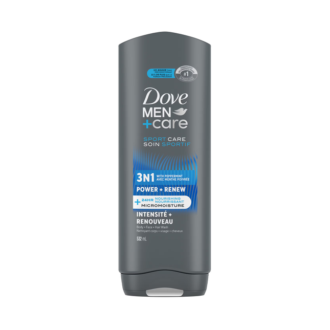 Dove - Men+Care 3IN1 Gel Nettoyant Corps + Visage + Cheveux, Nourrissant 24H | 400 mL