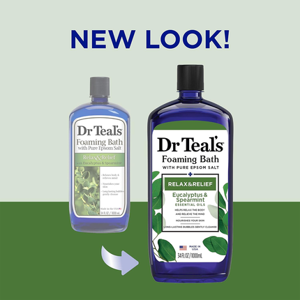 Dr. Teal's - Relax & Relief Foaming Bath with Eucalyptus, Spearmint & Pure Epsom Salt | 1 L
