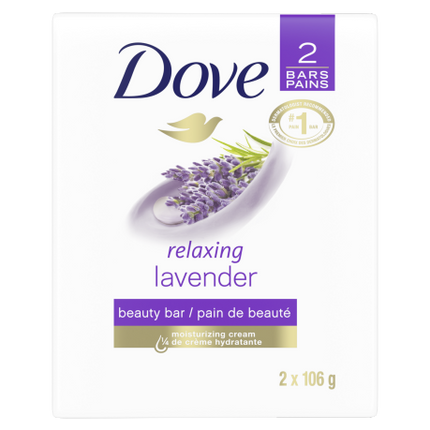 Dove - Relaxing Lavender -  Beauty Soap Bar with Moisturizing Cream | 2 Bars X 106 g