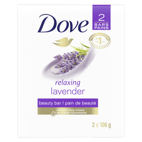 Dove - Relaxing Lavender -  Beauty Soap Bar with Moisturizing Cream | 2 Bars X 106 g