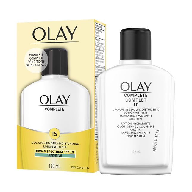 Lotion hydratante quotidienne complète Olay avec écran solaire pour peaux mixtes/grasses FPS 15 | 120 ml