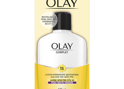 Olay - Fluide hydratant quotidien Complete pour peaux mixtes/grasses FPS 15 | 120 mL