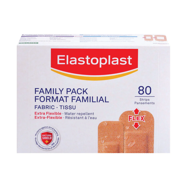 Elastoplast - Fabric Family Pack, Assorted Sizes | 80 Pack