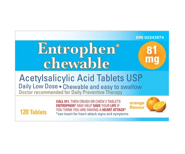Entrophen - Daily Low Dose ASA 81 mg, Orange Flavour | 120 Tablets ...