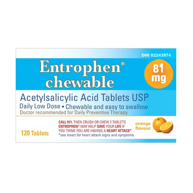 Entrophen - Daily Low Dose ASA 81 mg, Orange Flavour | 120 Tablets