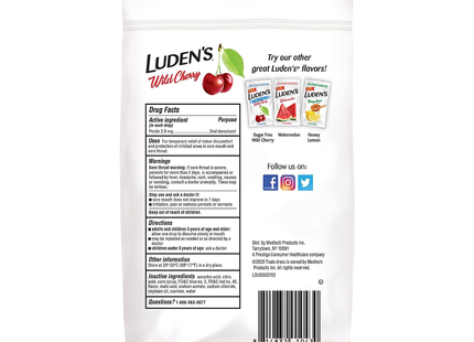 Luden's - Wild Cherry Throat Drops | 30 lozenges