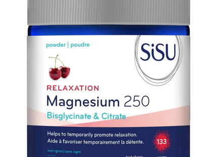 Sisu - Magnesium 250 Bisglycinate & Citrate for Relaxation - Powder Formula - Tart Cherry Flavour | 133 g