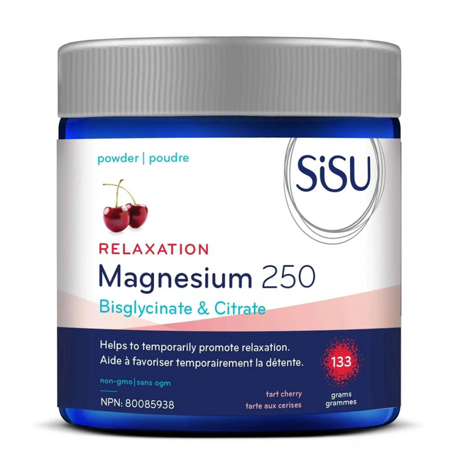 Sisu - Magnesium 250 Bisglycinate & Citrate for Relaxation - Powder Formula - Tart Cherry Flavour | 133 g