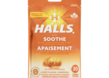 Halls - Menthol Soothe Lozenges, Honey | 30 Lozenges