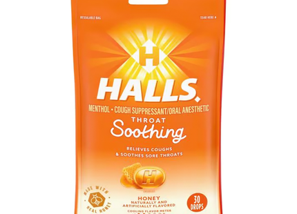 Halls - Menthol Lozenges, Honey | 30 Lozenges