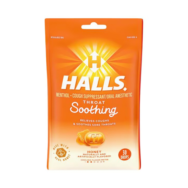 Halls - Menthol Lozenges, Honey | 30 Lozenges