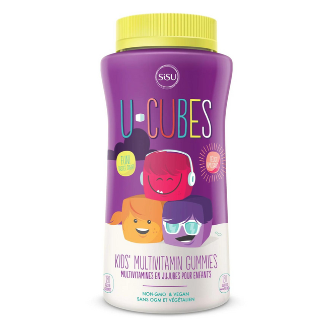 SISU - U Cubes - Gummies multivitaminés pour enfants SANS OGM et végétaliens | 120 Jujubes