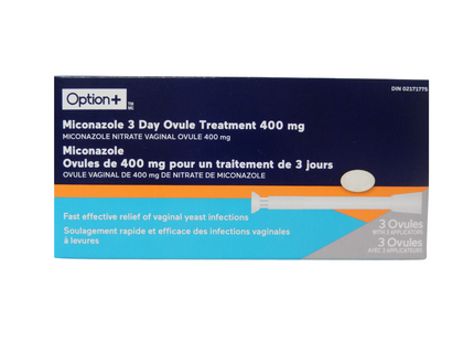 Option+ Miconazole 3 Day Ovule Treatment 400 mg