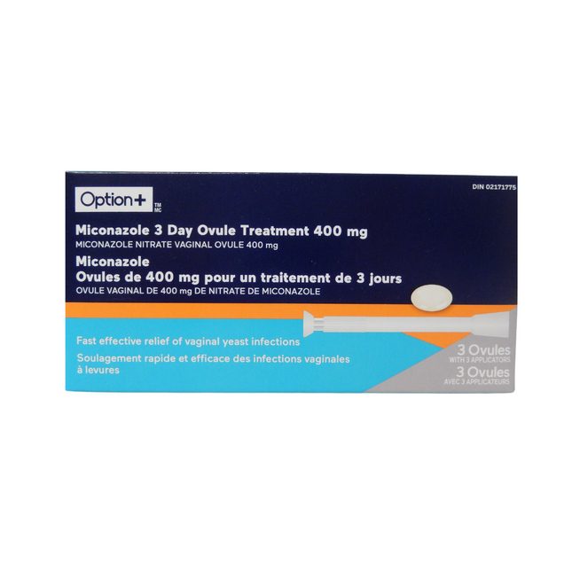 Option+ Miconazole 3 Day Ovule Treatment 400 mg