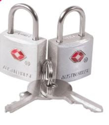 Austin House - Travel Sentry Key Padlocks - Silver Aluminum | Set of 2