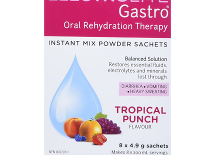 Electrolyte Gastro - Sachets de poudre à mélange instantané pour thérapie d'hydratation orale - Tropical Punch | 8x4,9g