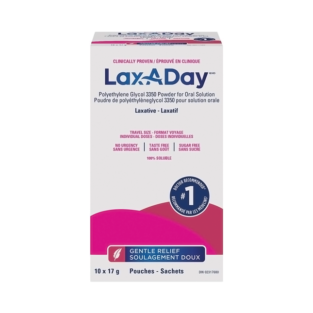 Lax-A-Day Powder Laxative, No Sugar | 17 g x 10 Pouches
