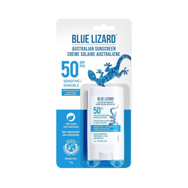 Blue Lizard - Stick de protection solaire minérale - pour peaux sensibles - SPF 50 | 14g