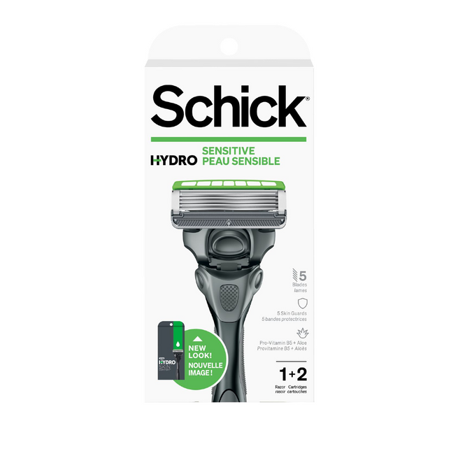 Schick - Rasoir Hydro Sensitive à 5 lames | 1 rasoir et 2 cartouches