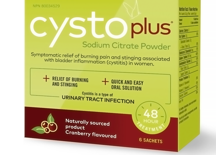 CystoPlus - Sodium Citrate Powder - Cranberry Flavour | 6 Packets