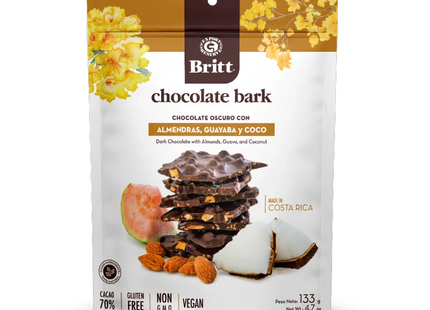 Cafe Britt - Chocolate Bark, Dark Chocolate With Almonds, Guava, And Coconut | 133 g