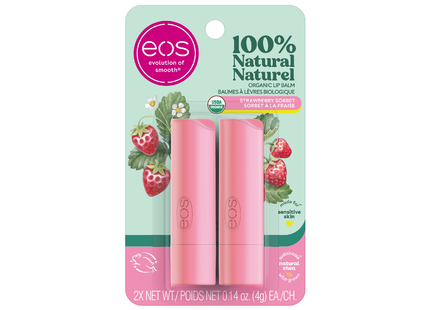 eos - Baume à lèvres 100% naturel bio - Sorbet à la fraise | 2x 4g