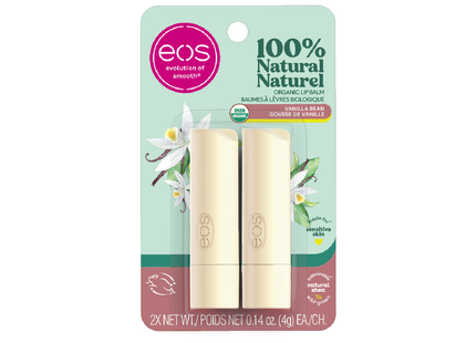 eos - Baume à lèvres 100% naturel et biologique - Gousse de vanille | 2x 4g