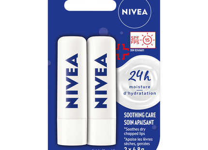 Nivea - Baume à Lèvres Soin Apaisant Hydratant 24H SPF 15 | 2x 4,8g